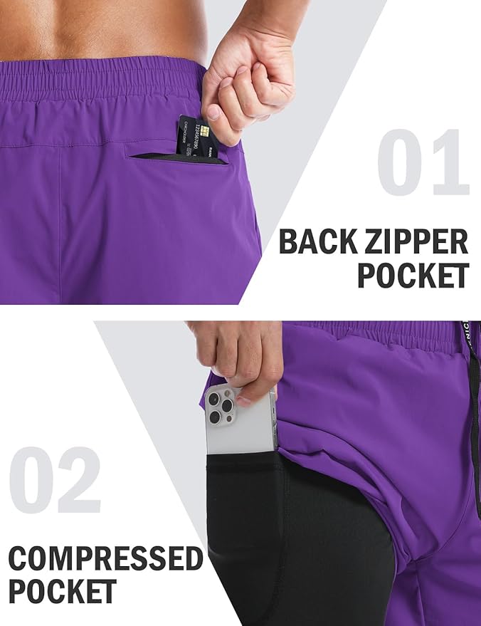 Aolesy Men's 5''/7'' Running Shorts Quick Dry Workout Gym Shorts with Pockets, Tennis Training Athletic(Linerless & Liner)