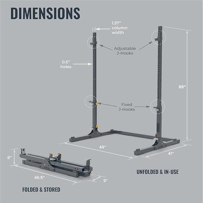 Verse Agile Rack - Portable Multipurpose Squat Rack Bench Press Barbell Rack - Heavy Duty Holds Up To 700lbs - 2 Min Set Up - Folds for Easy Storage - Perfect for Home Gyms & Training Studios