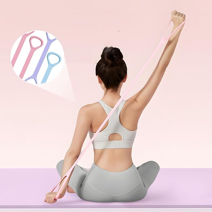 4 Pack Figure 8 Resistance Bands, Exercise Bands with Handles for Working Out, Arm and Back Training, Exercise Equipment for Yoga, Pilates, Physical Therapy, Stretching