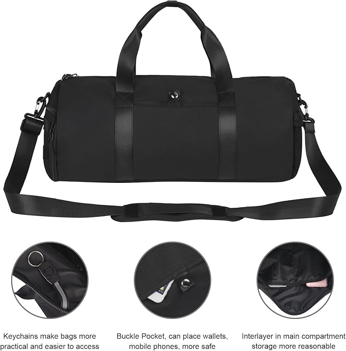 ArcEnCiel Medium Tactical Duffle Bag Men Gym Pack Molle Shoulder Bags Shoes Storage Sports Handbag with Patch(Black)