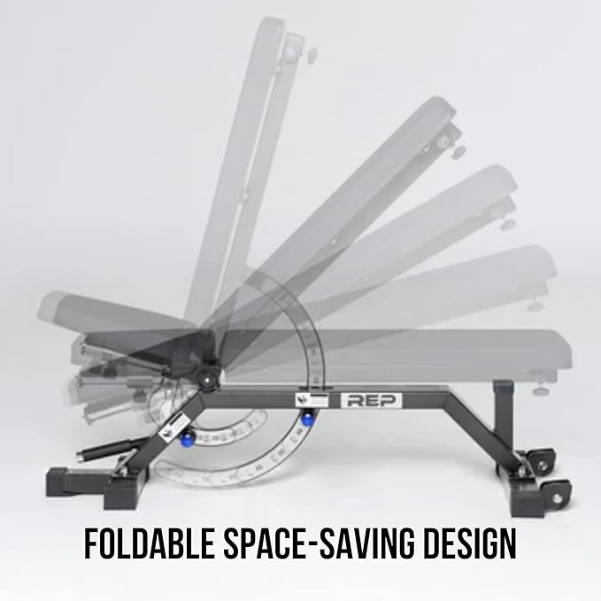Rep Nighthawk Adjustable Weight Bench | Home Gym Incline Decline Flat Workout Bench | Heavy Duty Fitness and Strength Training Equipment | Foldable Space Saving Design