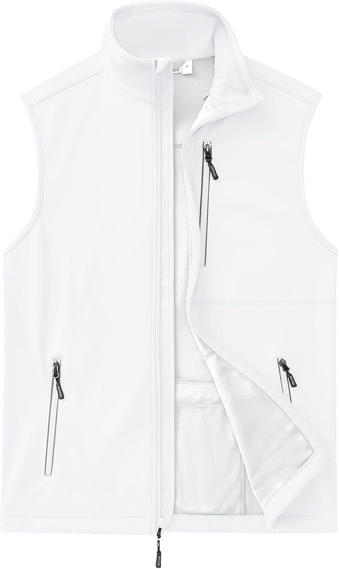 Outdoor Ventures Men's Windproof Softshell Vest Outerwear Lightweight Sleeveless Jacket for Running Golf Hiking Travel