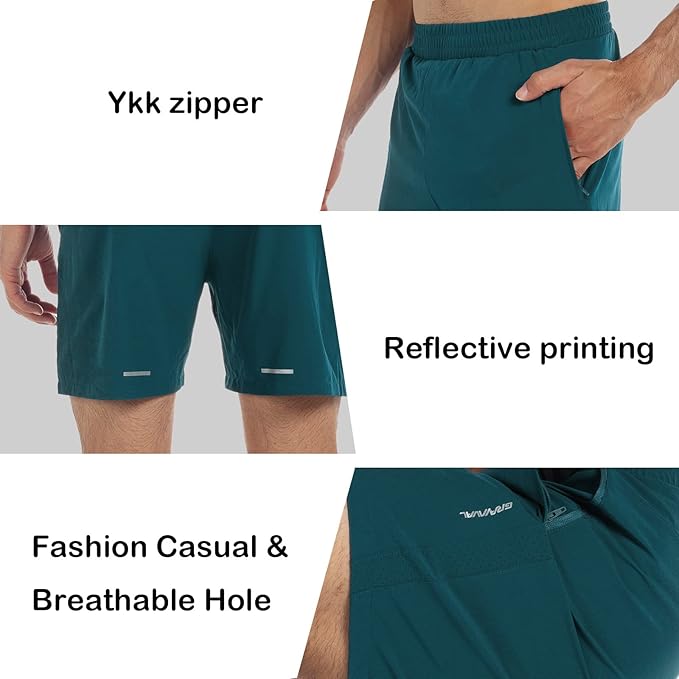 Men's Running Shorts 6" Quick Dry Gym Athletic Workout Shorts for Men with Pockets