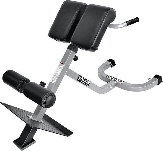 Valor Fitness Adjustable Roman Chair Hyperextension Bench with Resistance Band Pegs for Core, Hamstring, and Ab Workouts - Max 250 LB - Strength Training Equipment