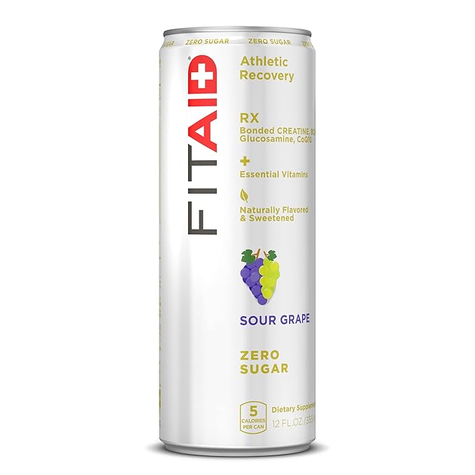 FITAID RX Zero, Creatine Monohydrate, 5 Calories, Keto-Friendly Post-Workout Recovery Drink, BCAAs, L-Glutamine, Turmeric, Electrolytes, B-Complex, 12 Fl Oz (Pack of 24)