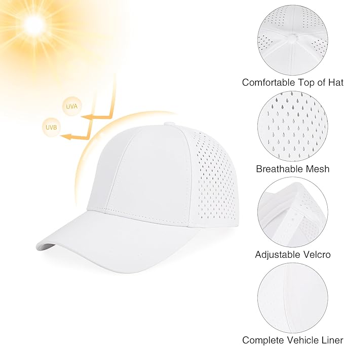 Quick Dry Baseball Cap Curved Brim Snapback Hat Laser Cut Mesh Ball Cap Golf Ball Cap for Men Women