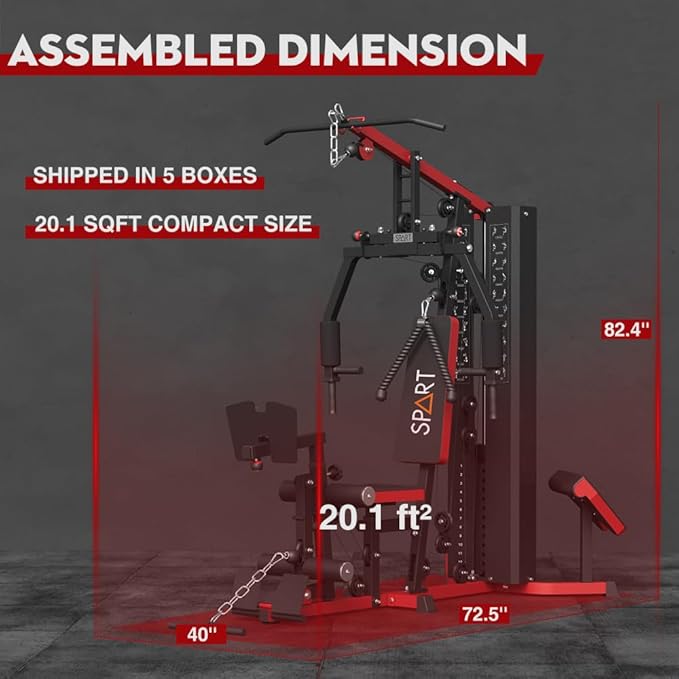 SPART Home Gym, Multifunctional Home Gym Equipment, Workout Station with 160LBS Weight Stack for Leg Press & Chest Fly, All in One Workout Machine Full Body Strength Training with Pulley System