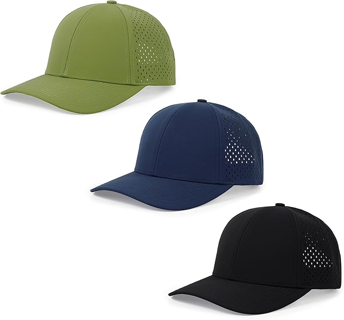 Quick Dry Baseball Cap Curved Brim Snapback Hat Laser Cut Mesh Ball Cap Golf Ball Cap for Men Women