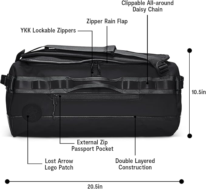 Baboon to the Moon Go-Bag Mini 32L – Detachable Straps, Small Duffle Bag for Travel, Gym Bag for Women, Mens Travel Bag, Duffel Bags for Traveling, Travel Duffel Bags for Women (Black)