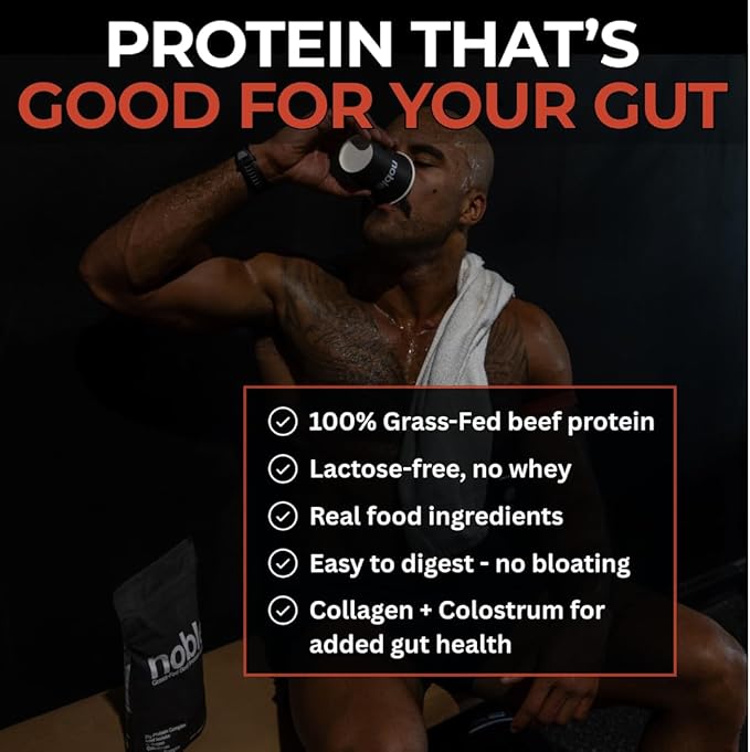 Noble All-in-One Vanilla Protein Powder, 21g Grass-Fed Beef Protein & Collagen, Colostrum & Organ Blend, Whey-Free, Seed Oil-Free, Zero-Carb, 30 Servings (1.75lbs)