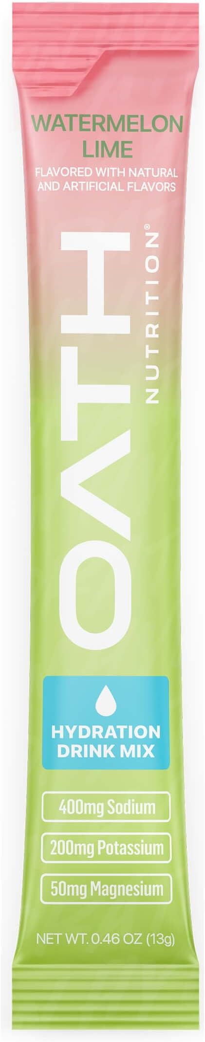 Oath Nutrition Hydration Electrolyte Powder, Complete Electrolyte Blend for Rapid Hydration and Muscle Support, 16 Single-Serve Packets, Watermelon Lime