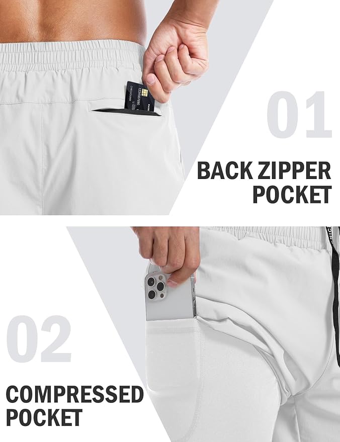 Aolesy Men's 5''/7'' Running Shorts Quick Dry Workout Gym Shorts with Pockets, Tennis Training Athletic(Linerless & Liner)