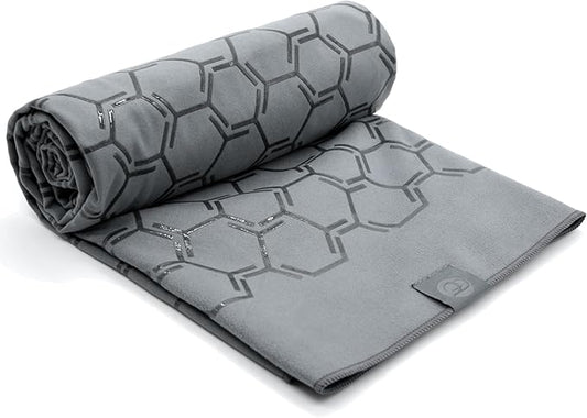 Eunzel Yoga Towel for Hot Yoga,Non-Slip Double Sided Silicone Grip Towel Absorbent Microfiber Towel for Hot Yoga, Vinyasa and Power 26.5"x72", Grey