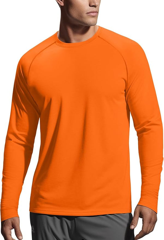 Zengjo Mens Long Sleeve Workout Shirts Moisture Wicking Running Athletic Sport Performance T-Shirt Lightweight SPF Sun Shirt