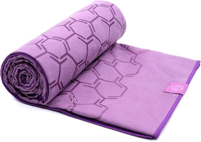 Eunzel Yoga Towel for Hot Yoga,Non-Slip Double Sided Silicone Grip Towel Absorbent Microfiber Towel for Hot Yoga, Vinyasa and Power 26.5"x72", Purple