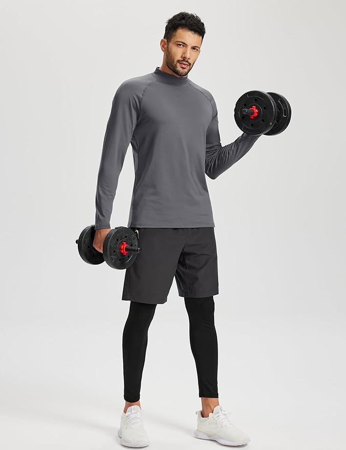 TACVASEN Mens Thermal Fleece Shirt Mock Turtle Neck Base Layer Long Sleeve Athletic Warm Undershirt Winter Running Tops