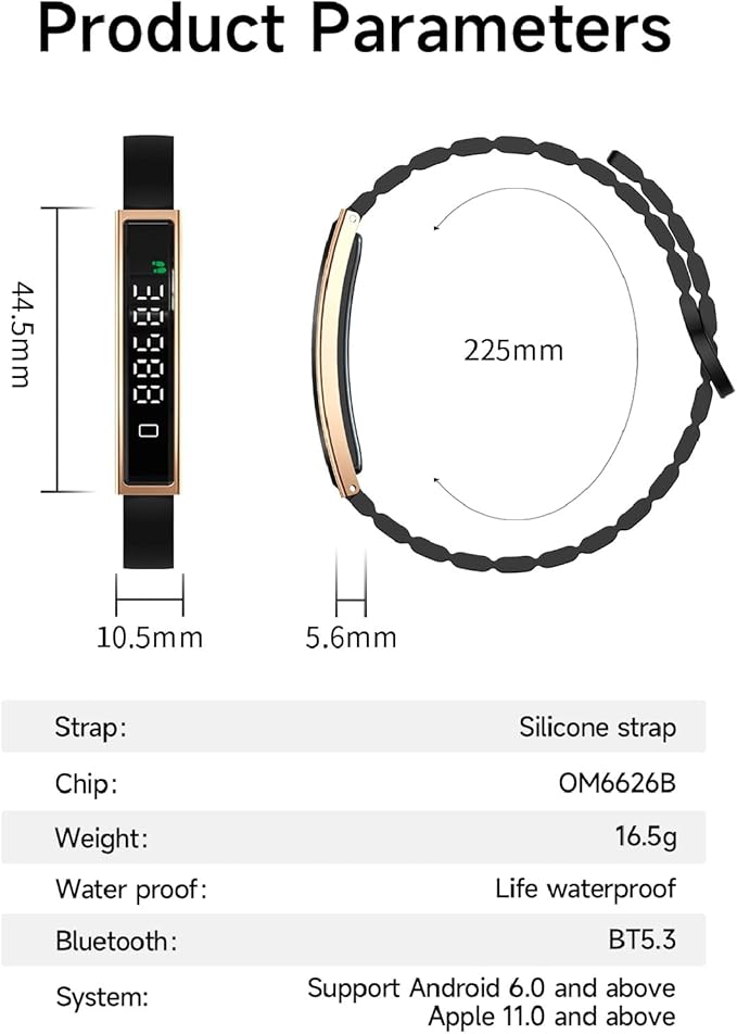 2025 Smart Bracelet for Women - 16.5g Ultra-Light, 5.6mm Thin, 5ATM Waterproof with 24/7 Heart Rate/SpO2/Sleep Monitoring, Bluetooth 5.3, APP, Multi-Sport Modes for iOS & Android,Gift for Girl