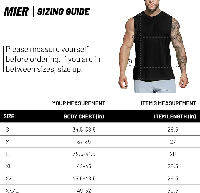 MIER Men's Workout Tank Tops UPF 50+ Swim Shirts Quick Dry Running Sleeveless UV Protection Muscle Tees