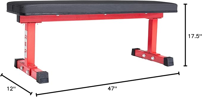 REP Fitness Flat Weight Bench, Heavy Duty Workout Bench For Home Gym, Folding Fitness Equipment For Strength Training, Adjustable Utility Platform For Dumbbells, Barbell, Lifting And Core Exercises