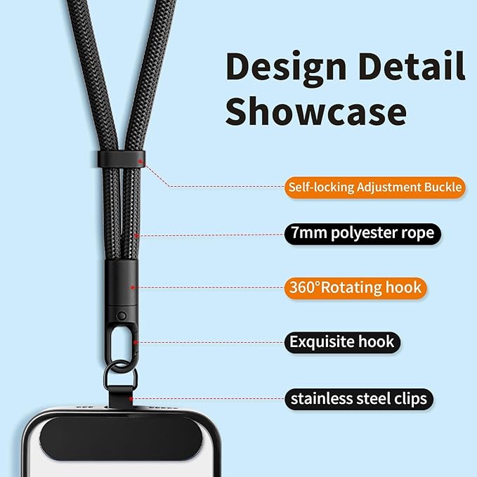 Anti Theft Phone Wrist Strap With 2 Metal Tether Tabs,Adjustable Wristlet & Hand Cell Phone Lanyard for Women and Men
