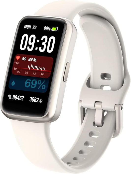 Fitness Tracker Watch for Women & Men, 1.47" HD with Bluetooth, 24/7 Heart Rate & Blood Oxygen Monitor, Sleep & Step Counter, 100+ Sports Modes, IP68 Waterproof, Compatible with Android iOS White