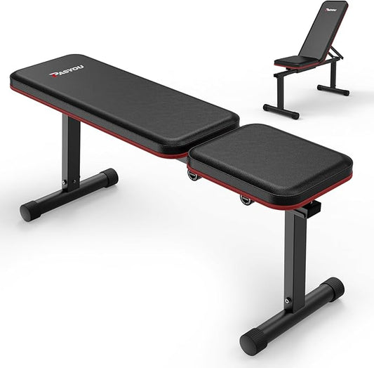 PASYOU Flat Weight Bench, Adjustable Strength Training Bench, Workout Bench for Home Gym, Multifunctional Exercise Bench