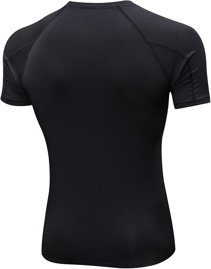 Audoc Compression Shirt Men 3 Pack Quick-Dry Athletic Baselayer 4-Way Stretch Moisture-Wicking Short Sleeve Workout Shirts