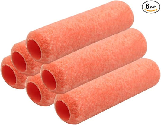 King Origin 9 Inch Paint Roller Covers, 3/8 Nap High Dense Rollers for Smooth & Textured Walls - 6 Pack, Washable & Reusable Paint Roller Kit