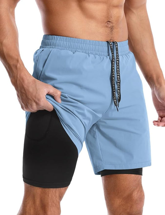 Aolesy Men's 5''/7'' Running Shorts Quick Dry Workout Gym Shorts with Pockets, Tennis Training Athletic(Linerless & Liner)