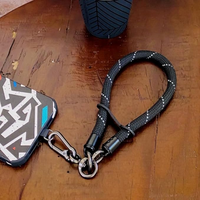 Phone Lanyard Wrist Strap Phone Strap Wrist Lanyard for Cell Phone Around the Hand with Lanyard Patch (Black Reflective)