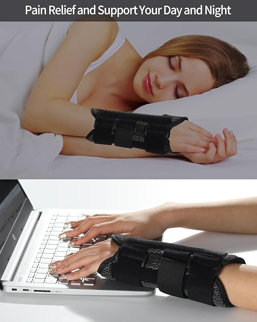 ABYON Carpal Tunnel Wrist Brace Night Support – Wrist Splint for Pain Relief, Tendonitis, Arthritis, Sprains – Lightweight, Breathable Padded Hand Brace for Men & Women, Left Hand (Medium,Black/Gray)