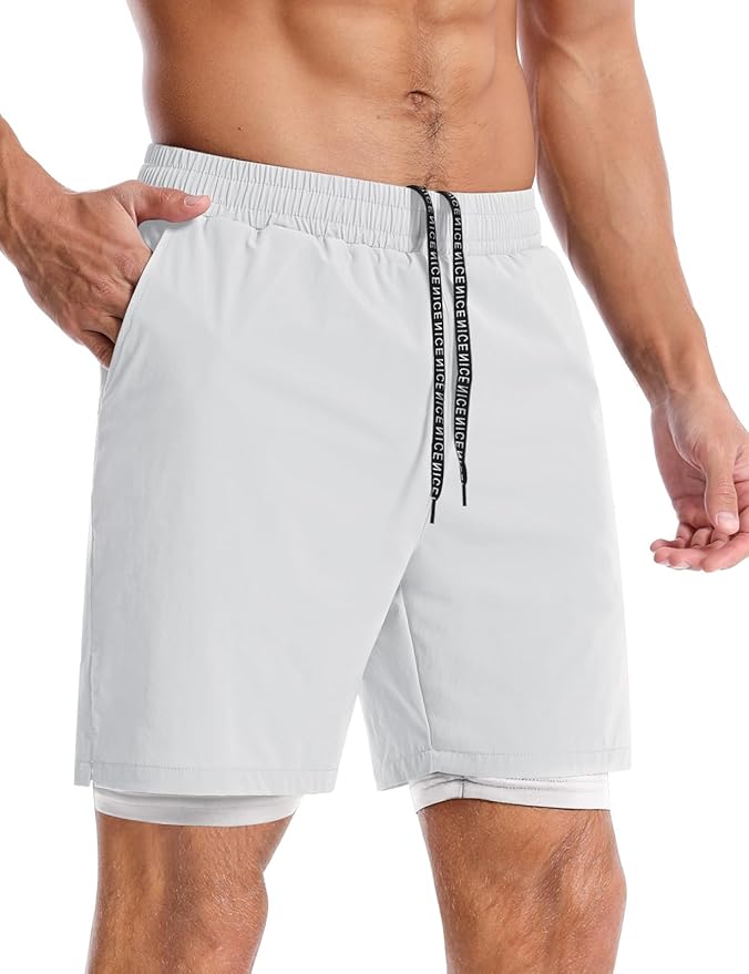 Aolesy Men's 5''/7'' Running Shorts Quick Dry Workout Gym Shorts with Pockets, Tennis Training Athletic(Linerless & Liner)