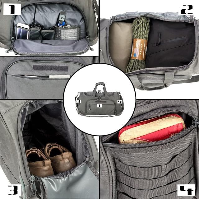 Gym Bag for Women & Men Tactical Duffle Military Weekender Travel Work Out Bags Lightweight Waterproof Sports Tote Shoe Pocket
