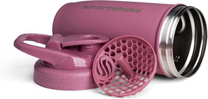 Smartshake Reforce Stainless Steel Protein Shaker Bottle 900 ml | 30 oz - Leakproof Screw-on Lid - BPA Free – Non Insulated Bottle- Unisex (Deep Rose)