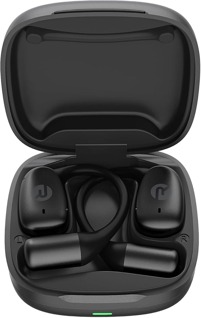 Raycon Essential Open Earbuds โ True Wireless Open Ear Bluetooth 6.0 Headphones, Ultra-Lightweight, Comfort Hook Design, IPX5 Water Resistant, 36 Hours of Battery Life (Black)