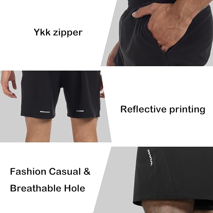 Men's Running Shorts 6" Quick Dry Gym Athletic Workout Shorts for Men with Pockets