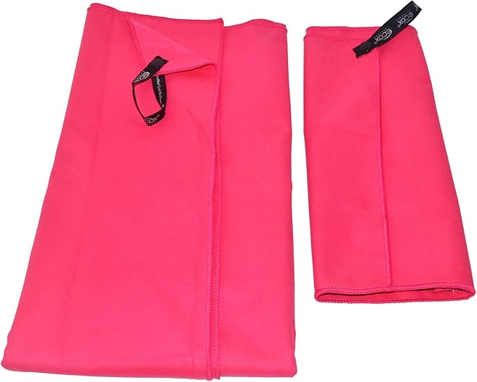 ecox Outdoors Microfiber Towel Fast Drying Soft Feel Fast Action Drying for Gym Beach Outdoors Travel Yoga Camping Compact Size 2 Piece Set 30x60 in and 12x24 in Red MFT2PRD