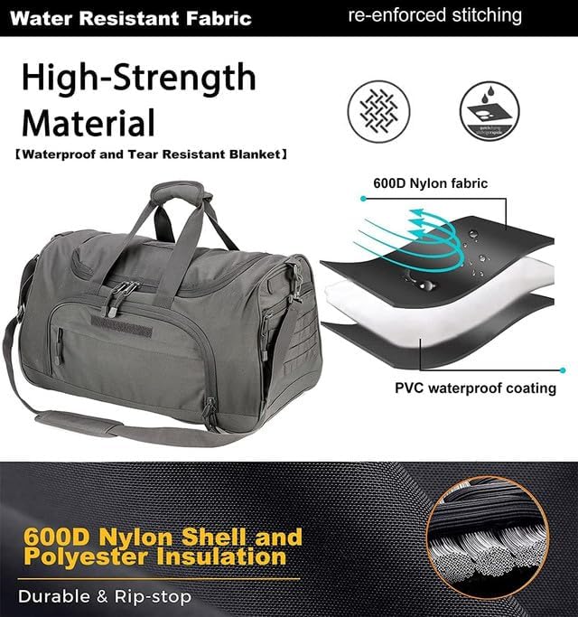 Gym Bag for Women & Men Tactical Duffle Military Weekender Travel Work Out Bags Lightweight Waterproof Sports Tote Shoe Pocket