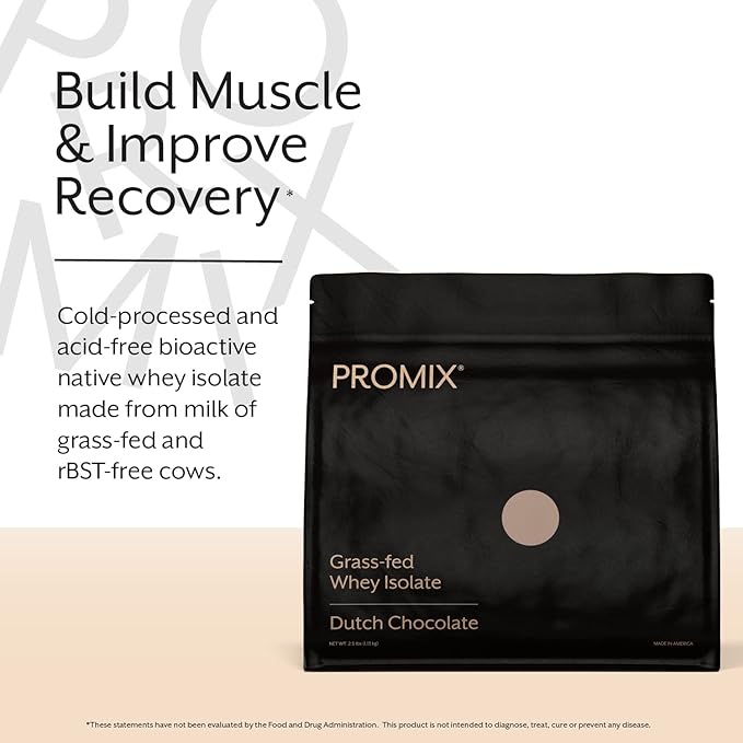 ProMix Nutrition Whey Protein Isolate Powder, Chocolate - Grass-Fed - Post Workout Fitness & Nutrition Shakes, Smoothies & Cooking Recipes - Gluten-Free & Keto-Friendly - 2.5 Pound (Pack of 1)