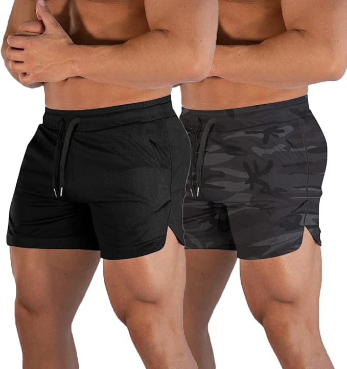 FLYFIREFLY Men's Gym Workout Shorts Running Lightweight Athletic Short Pants Bodybuilding Training