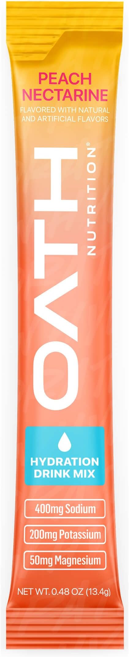 Oath Nutrition Hydration Electrolyte Powder, Complete Electrolyte Blend for Rapid Hydration and Muscle Support, 16 Single-Serve Packets, Peach Nectarine