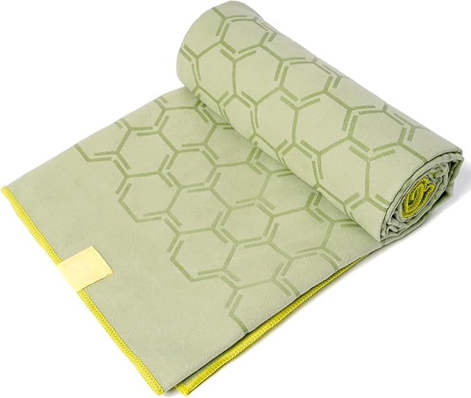 Eunzel Yoga Towel for Hot Yoga,Non-Slip Double Sided Silicone Grip Towel Absorbent Microfiber Towel for Hot Yoga, Vinyasa and Power 26.5"x72", Olive