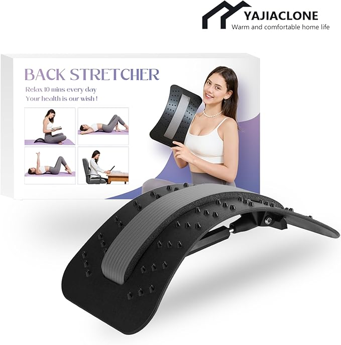 YAJIACLONE Back Stretcher for Lower Back Pain Relief,Adjustable, Portable, Durable Lumbar Support Board,Stocking Stuffers for Adults, Unique Elephant Thanksgiving Christmas Gift.