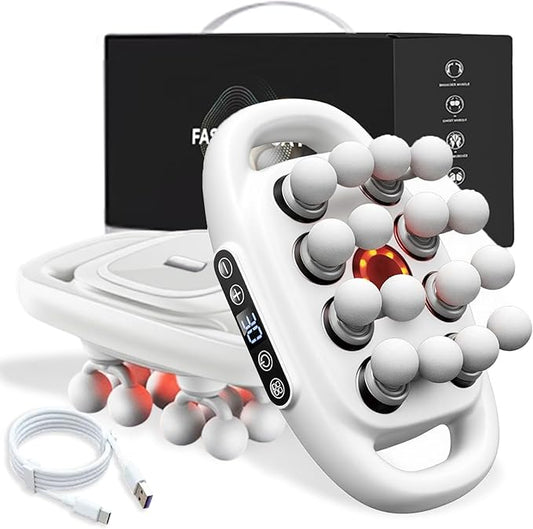 Zevessa Massager - Relief Wave Pro 3, 2026 Upgrade Reliefwave Massager, Electric 16 Head Massage Gun Deep Tissue, 30 Intensity Levels & 3 Smart Modes, for Legs,Back,Waist Pain Relief (White-16 Head)