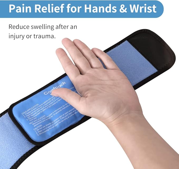Cold Therapy Wrap with 2 Packs for Pain Relief, Reusable Gel Ice Packs for Foot Plantar, Wrist, Ankle, Great for Sprains, Muscle Pain, Bruises, Injuries