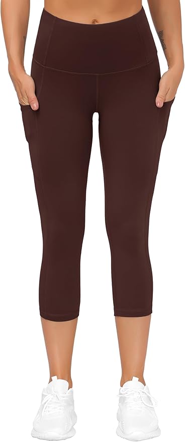THE GYM PEOPLE Thick High Waist Capris Yoga Pants with Pockets, Tummy Control Workout Running Yoga Leggings for Women