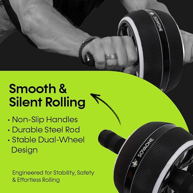 Ab Roller Wheel – 4-in-1 Ab Roller Kit with Knee Mat, Jump Rope & Resistance Band – Core & Abs Workout Equipment for Home Gym – Abdominal Exercise Wheel for Men & Women
