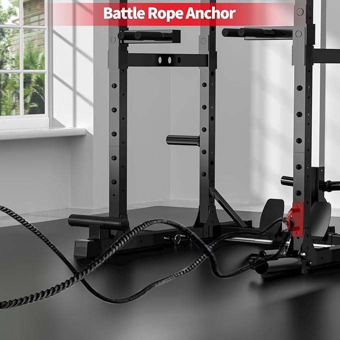 JEEKEE Power Cage,2000lbs Multi-Function Squat Rack, 2000lbs Power Rack with Cable Crossover System and 20+ Attachments