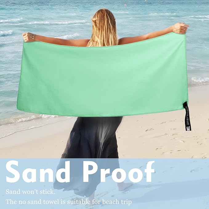 Microfiber Travel Towel, Soft Lightweight Quick Dry Towel, Super Absorbent Compact Travel & Sports & Beach Towels for Camping, Backpack, Gym, Swimming, Yoga, Hiking (L:24"×48" -MintColor)