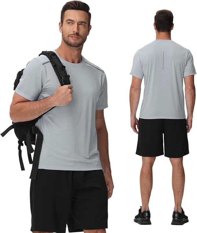 Yundobop Men's Athletic Workout T-Shirt Breathable Short Sleeve UPF 50+ Running Tee